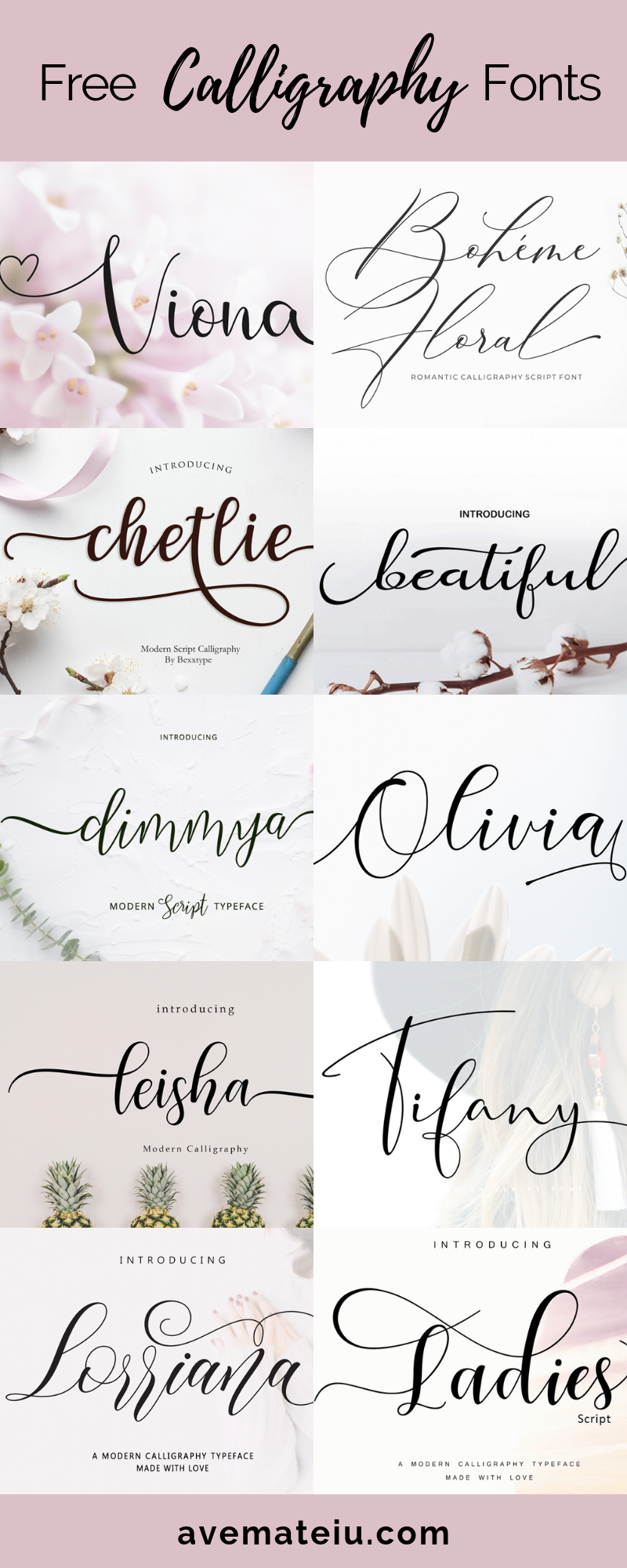 10 New FREE Beautiful Calligraphy Fonts - Part 3 - Ave Mateiu