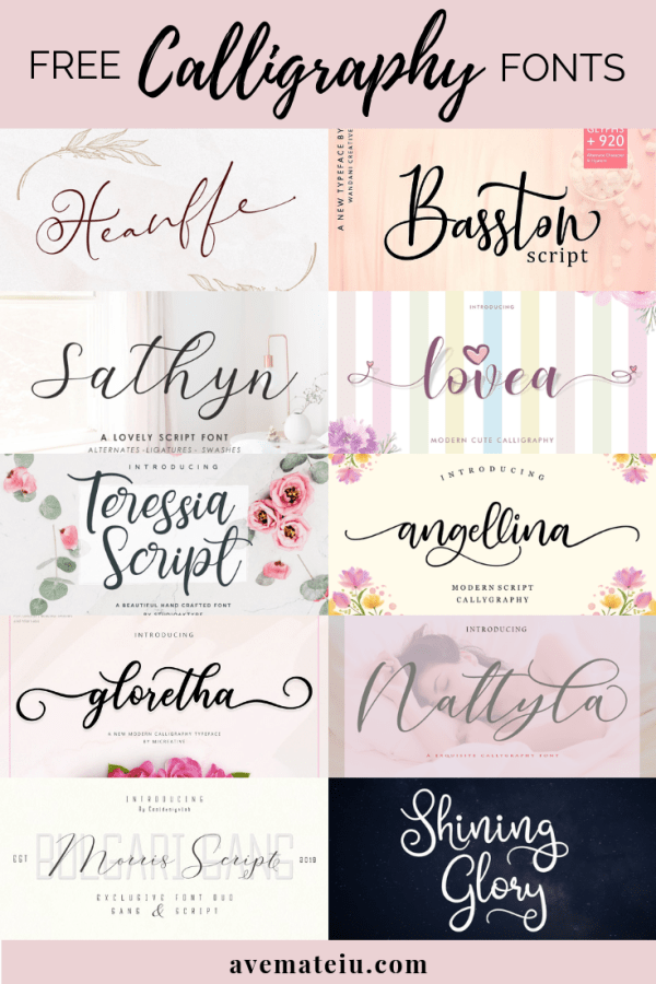 10 New FREE Beautiful Calligraphy Fonts | Ave Mateiu