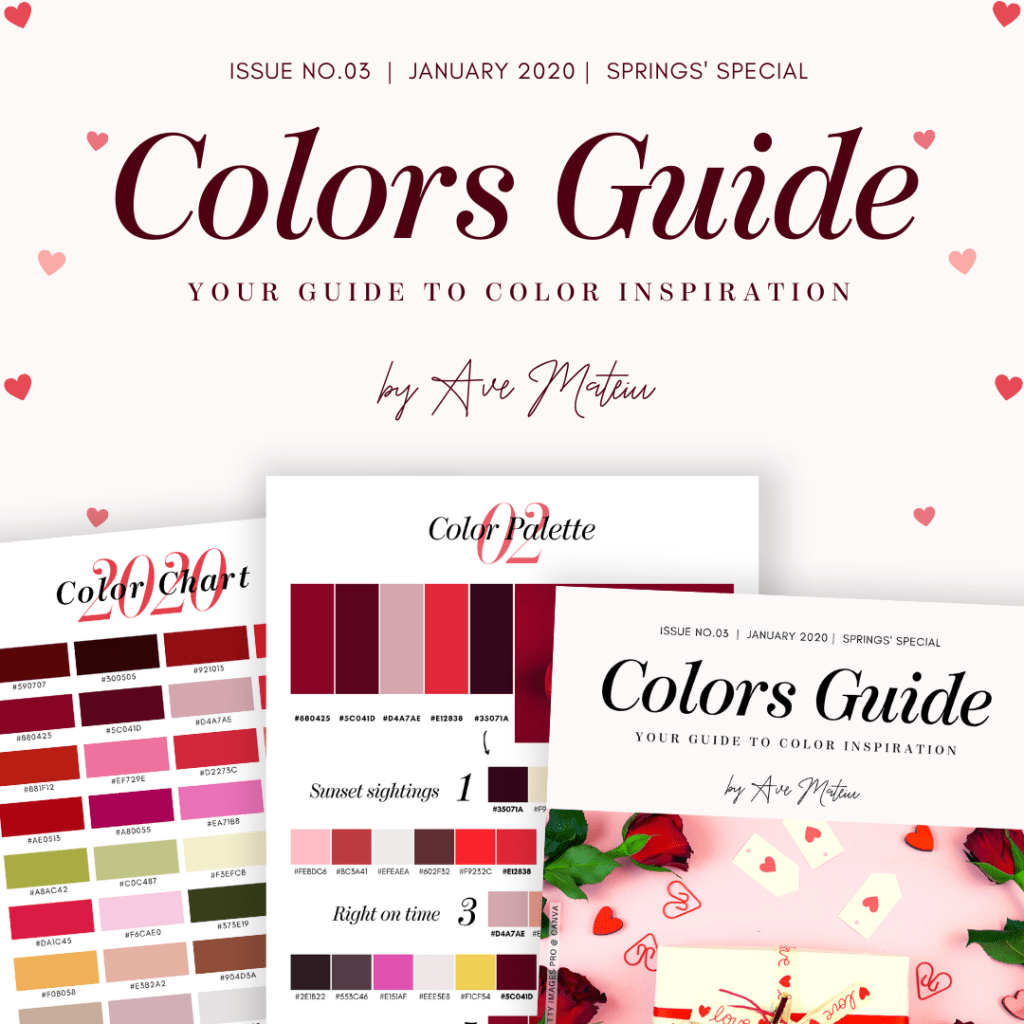 10 Valentine's Day Color Palettes plus FREE Colors Guide 2020 - Spring 2020, color palette, color palettes, colour palettes, color scheme, color inspiration, color combination, art tutorial, collage, digital art, canvas painting, wall art, home painting, photography, weddings by color, inspiration, vintage, wallpaper, background, rustic, seasonal, season, natural, nature