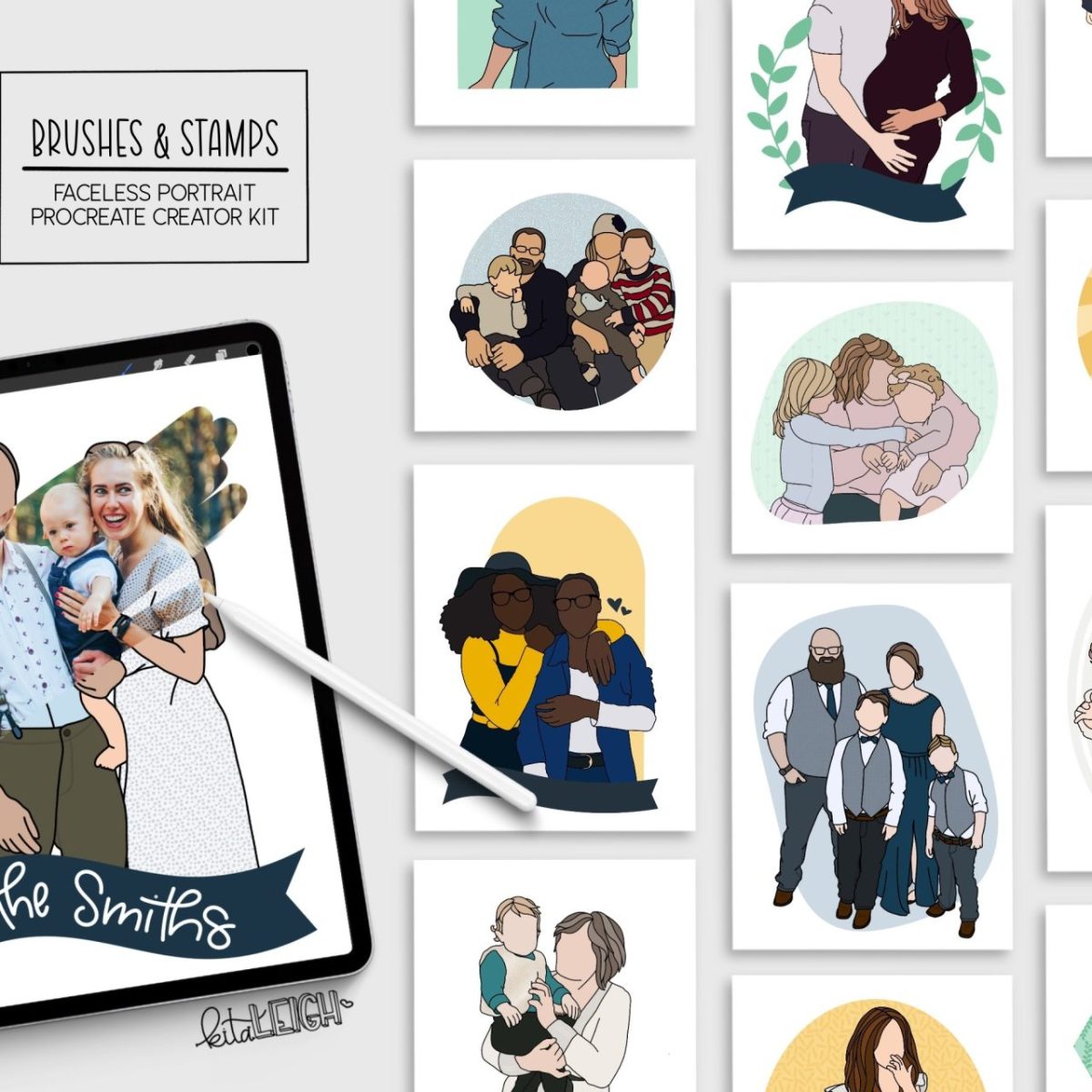 105 Procreate Brushes Faceless Portrait Creator Kit