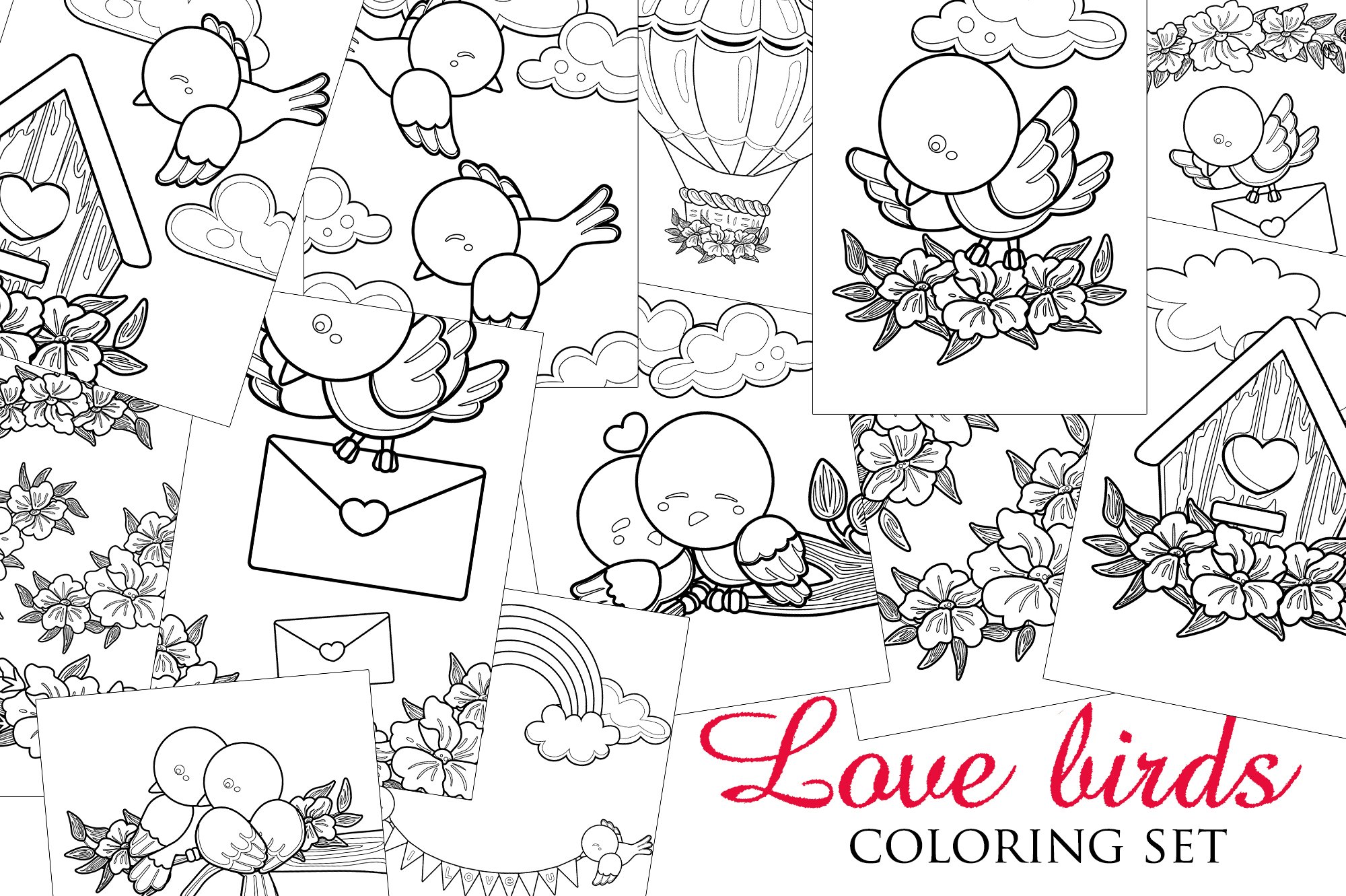 Cute Love Birds Valentine Animal Coloring Pages Cute Love Birds Valentine Animal Coloring Pages