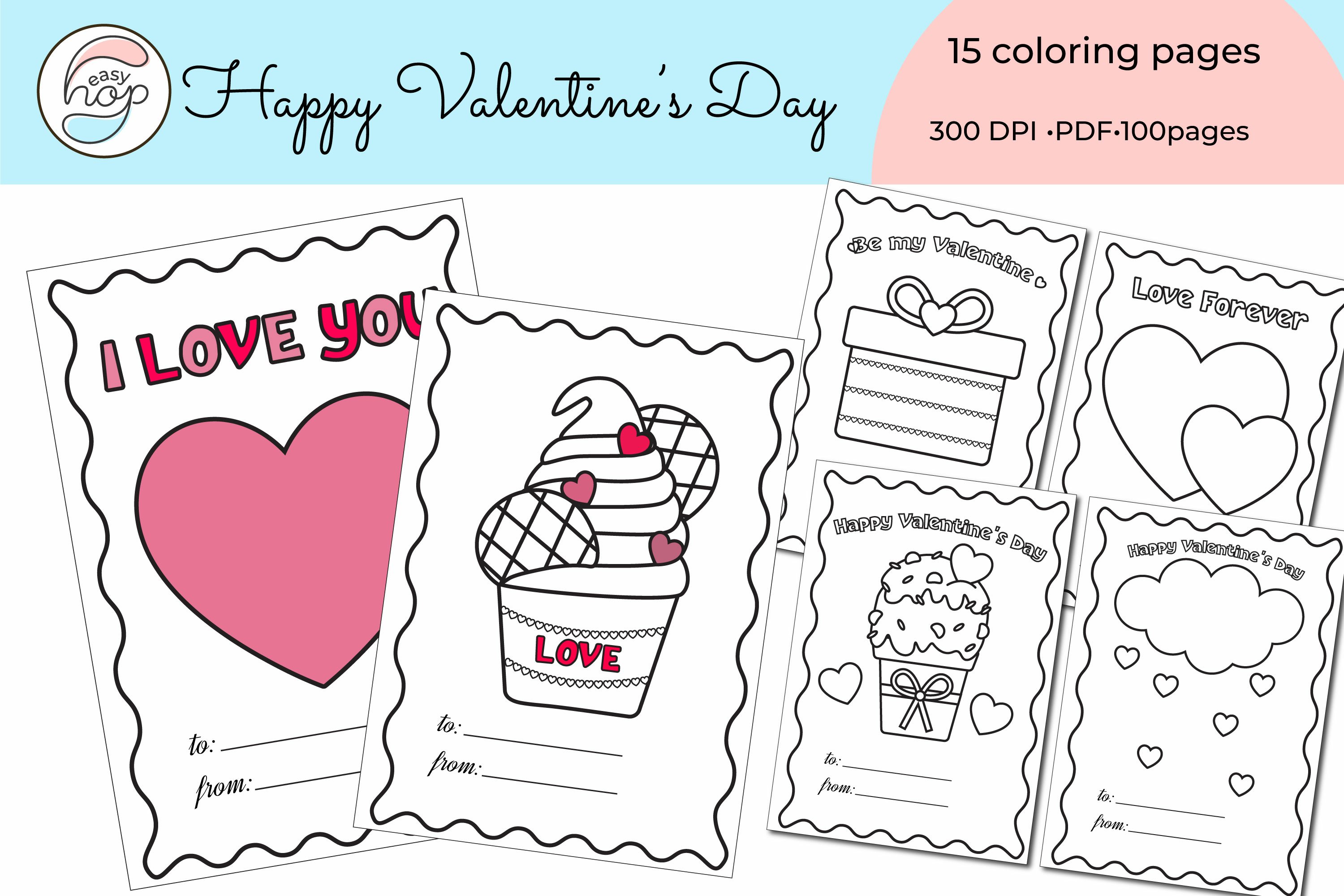 Happy Valentine's Day Coloring Pages Printable v1