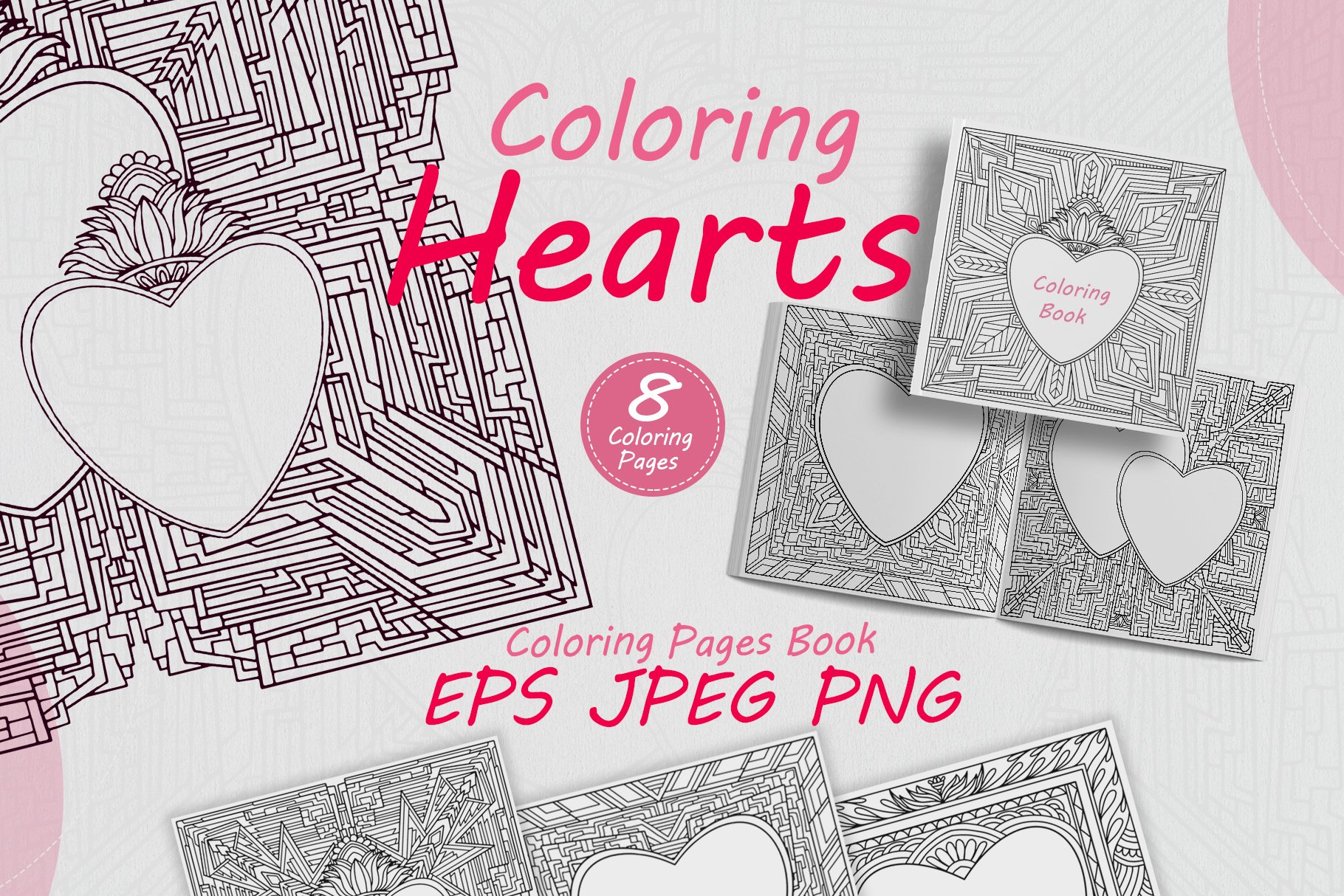 Hearts mandalas for coloring Hearts mandalas for coloring