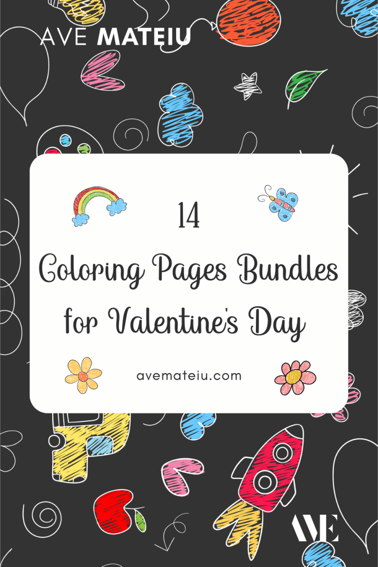 14 Printable Valentine&rsquo;s Day Coloring Pages Bundles