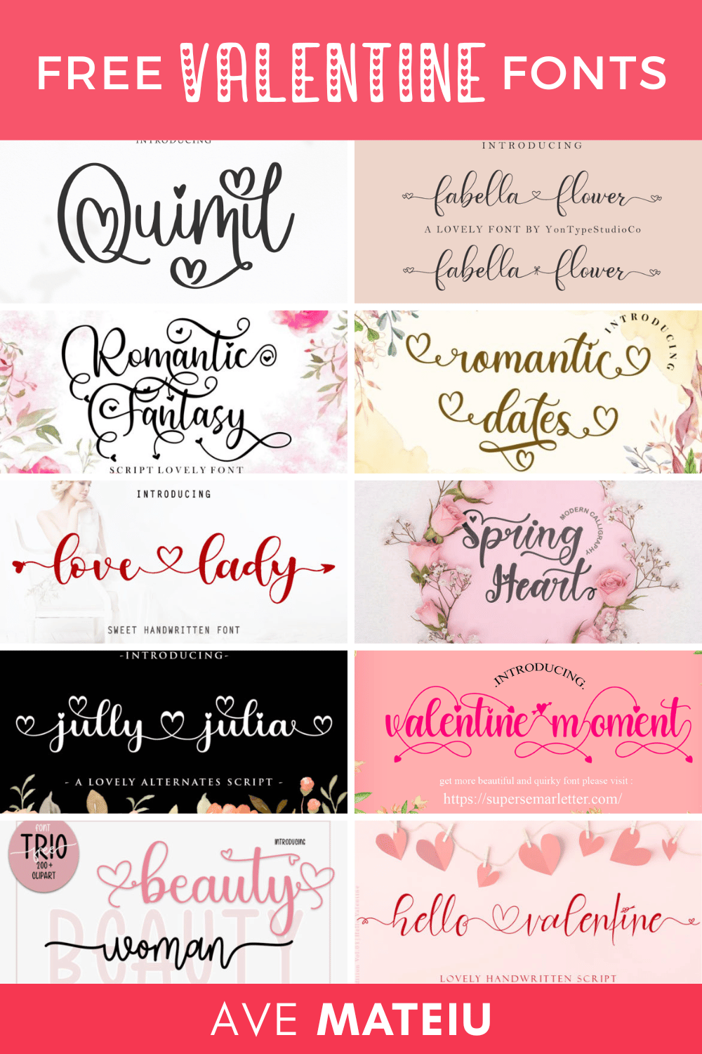 [pinterest pin] 30 Free Script Fonts for Valentine’s Day