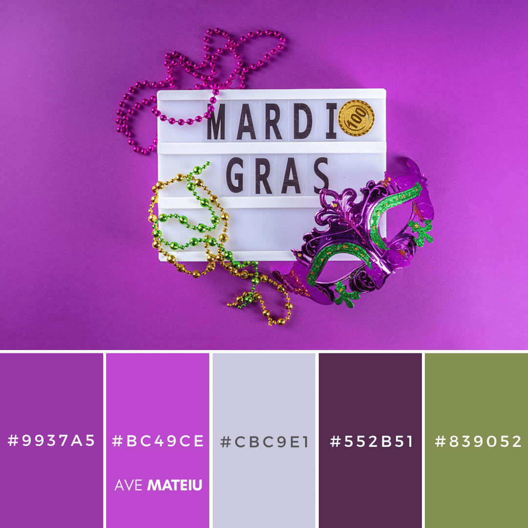 Color Palette 2 with hex codes - 10 Mardi Gras Color Palettes