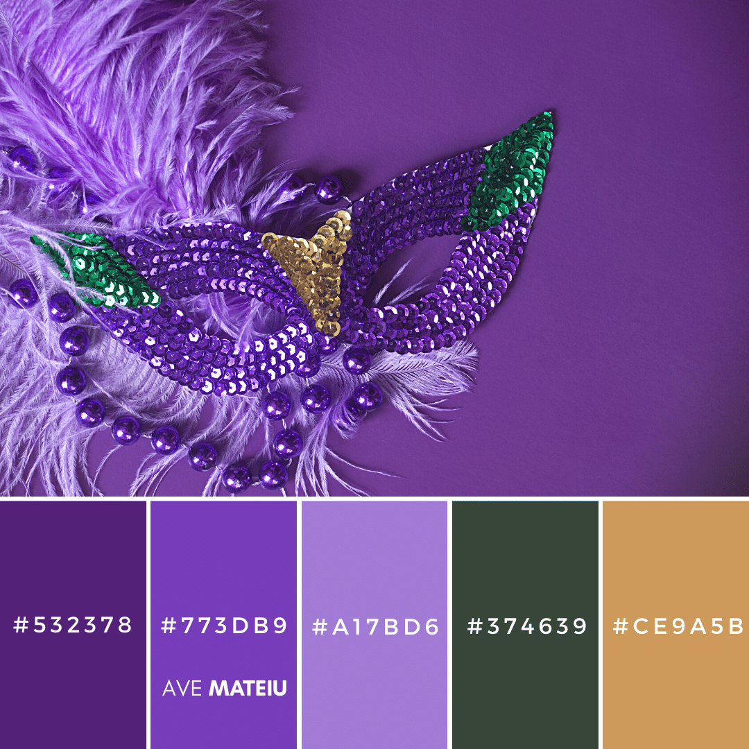 Color Palette 3 with hex codes - 10 Mardi Gras Color Palettes