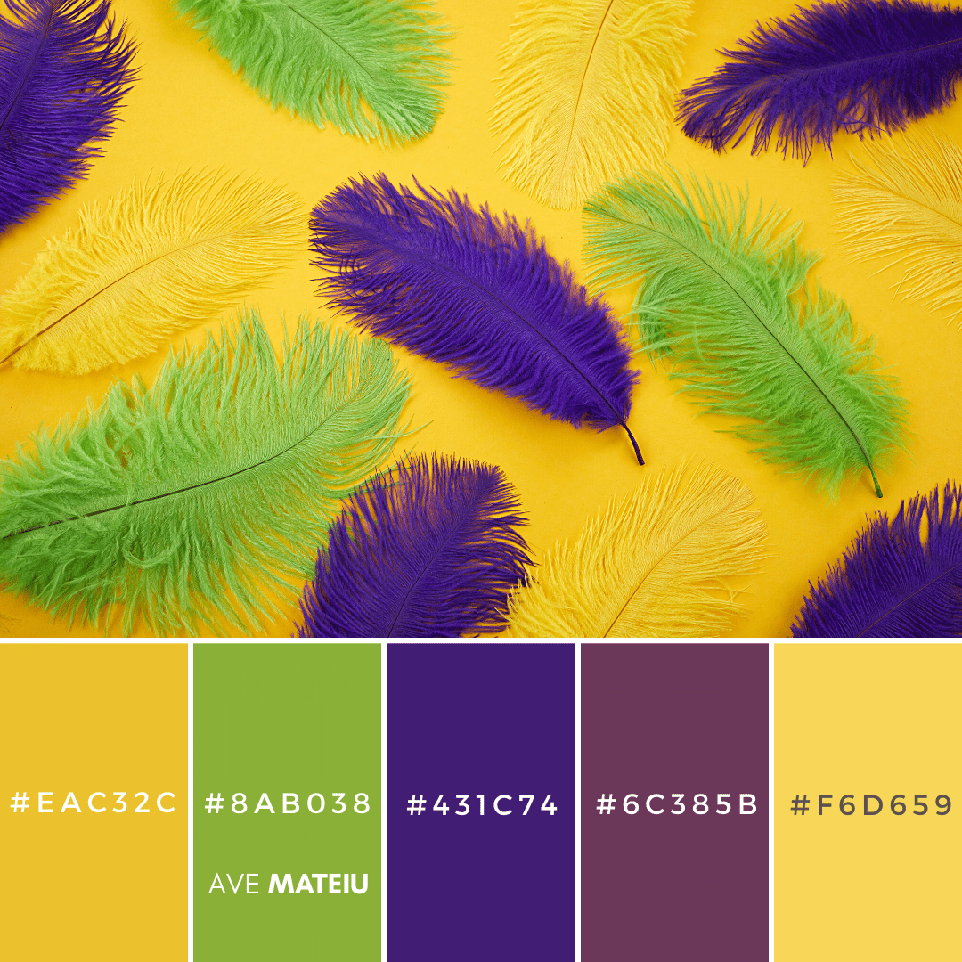 Color Palette 8 with hex codes - 10 Mardi Gras Color Palettes