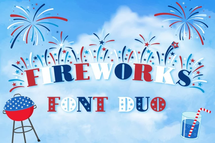 Fireworks - 4th of July Font & Bonus Star Studded Font