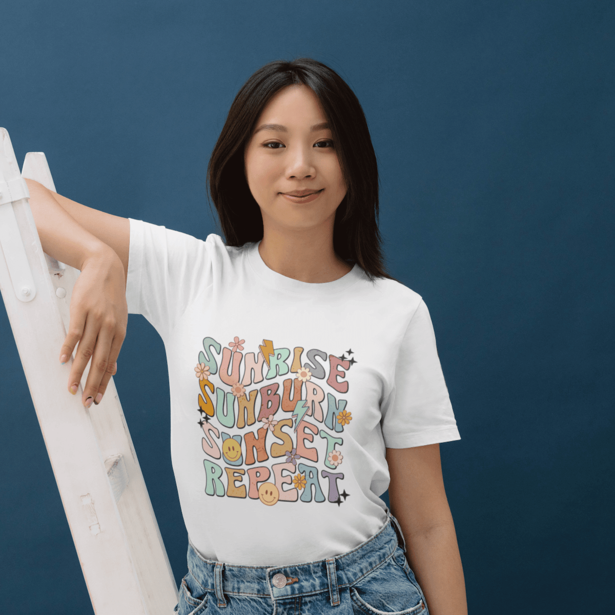 Sunrise Sunset Retro Groovy Summer Tee v2