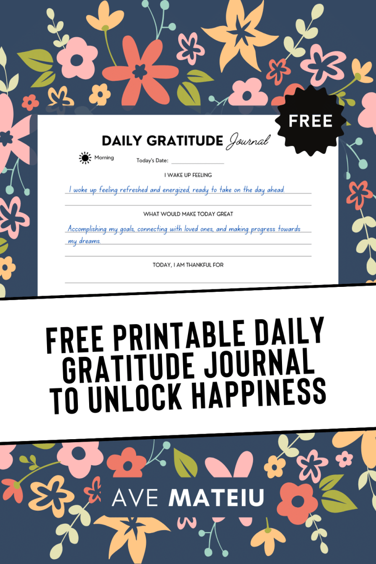 Free Printable Daily Gratitude Journal to Unlock Happiness [pinterest pin]