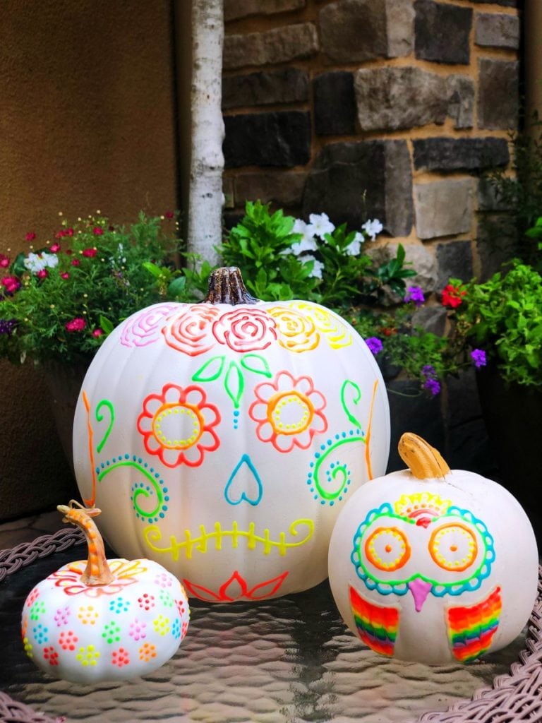Glowing Sugar Skull Pumpkin Day time Glowing Sugar Skull Pumpkin Day time