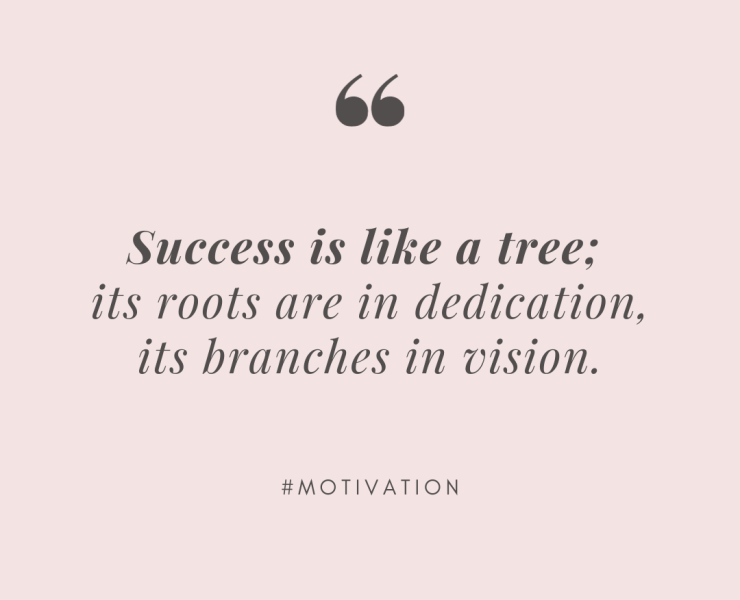 Success is like a tree; its roots are in dedication, its branches in vision. Quote 429