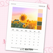 Image featuring examples of printable monthly calendars: August Monthly Calendar