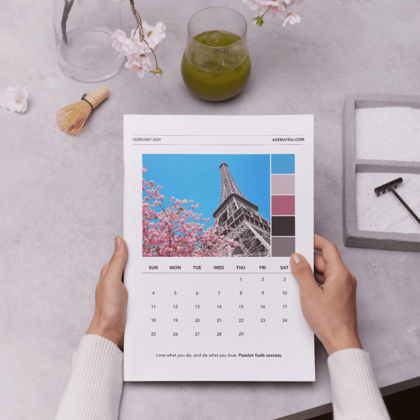 Image featuring examples of printable monthly calendars printed on paper: February Monthly Calendar