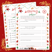 25 Printable Christmas Games and Activities 5 Image displaying two printable Christmas games: 'Christmas Family Feud' and 'Christmas Scavenger Hunt'