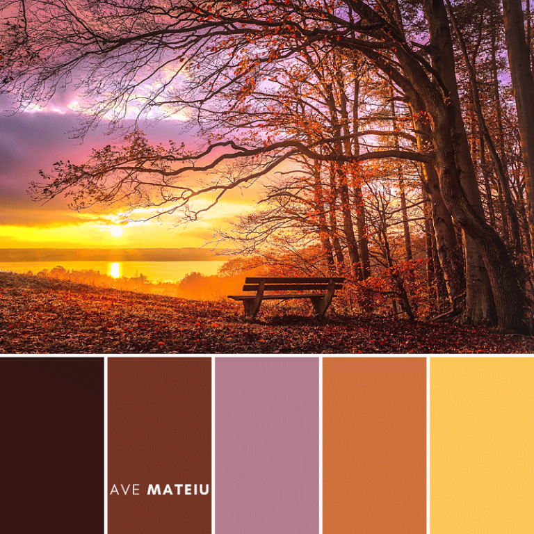 Image featuring a view on one of the big lakes in the south of Bavaria. It is autumn, the sun is setting and colors the entire landscape in golden colors and the title 'Ave Mateiu'
