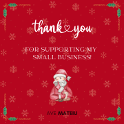 Printable Secret Santa Bundle - Thank you Image with the text 'Thank you for supporting my small business' and a secret santa illustration
