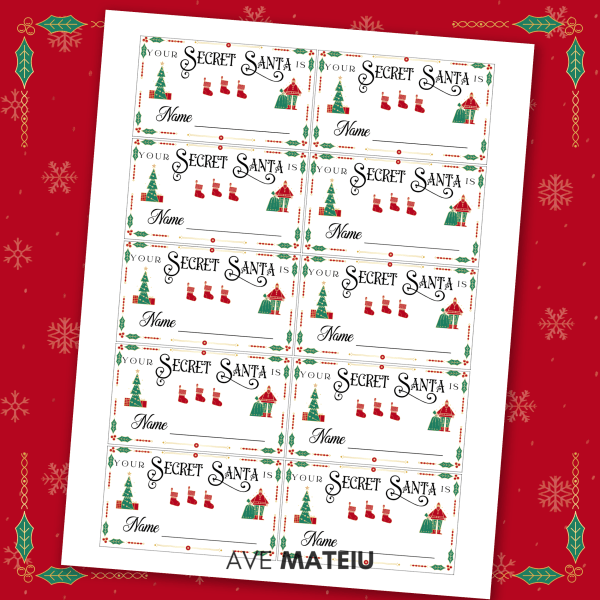 Image featuring an printable example of secret santa ideas: Secret Santa Name Draw Cards