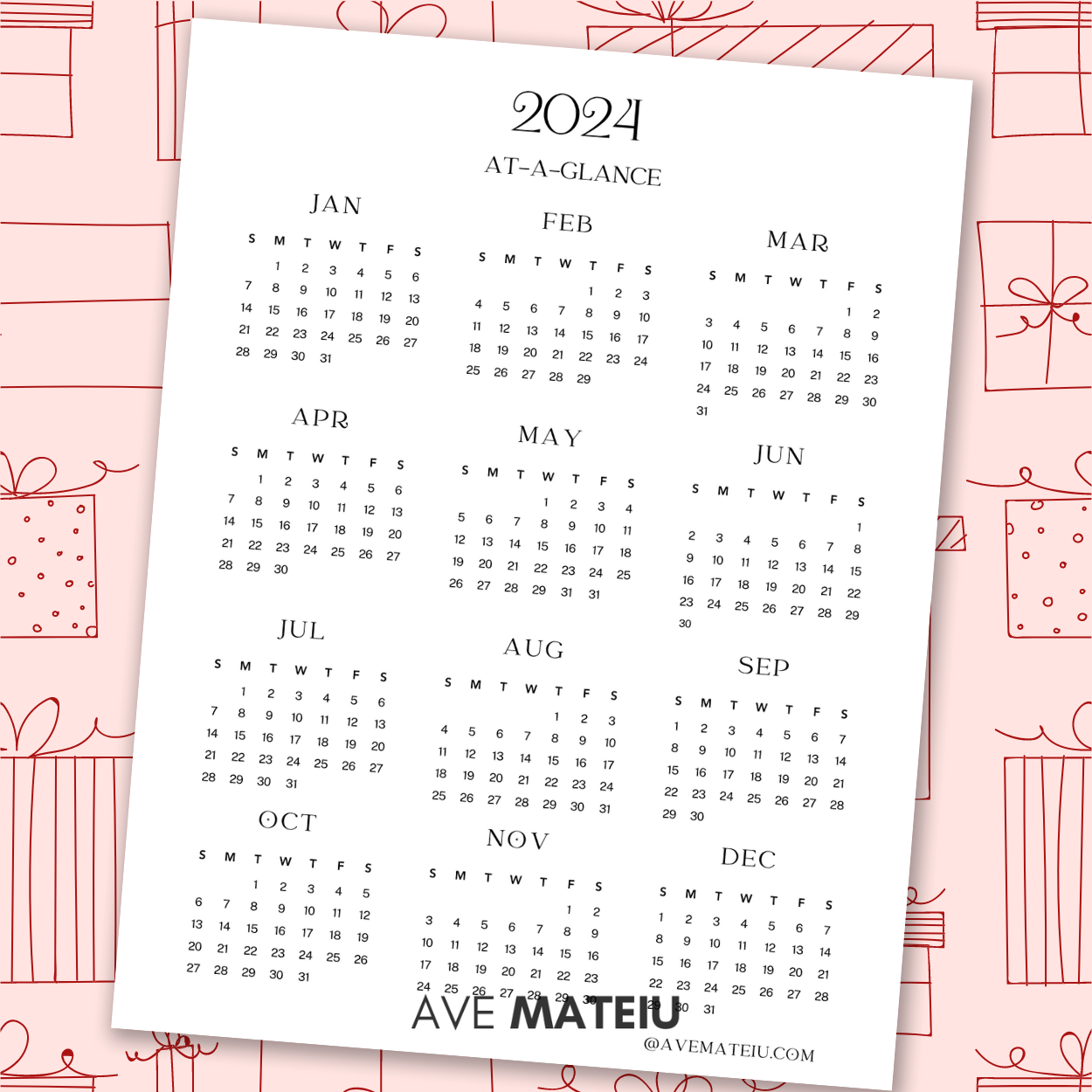 Image featuring one printable: 2024 calendar