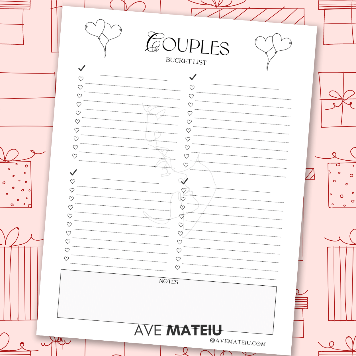 Image featuring one example of printable: Free Couples Bucket List
