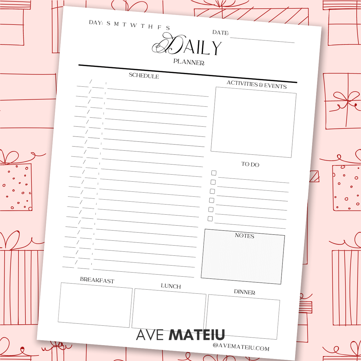 Image featuring one printable: Daily planner