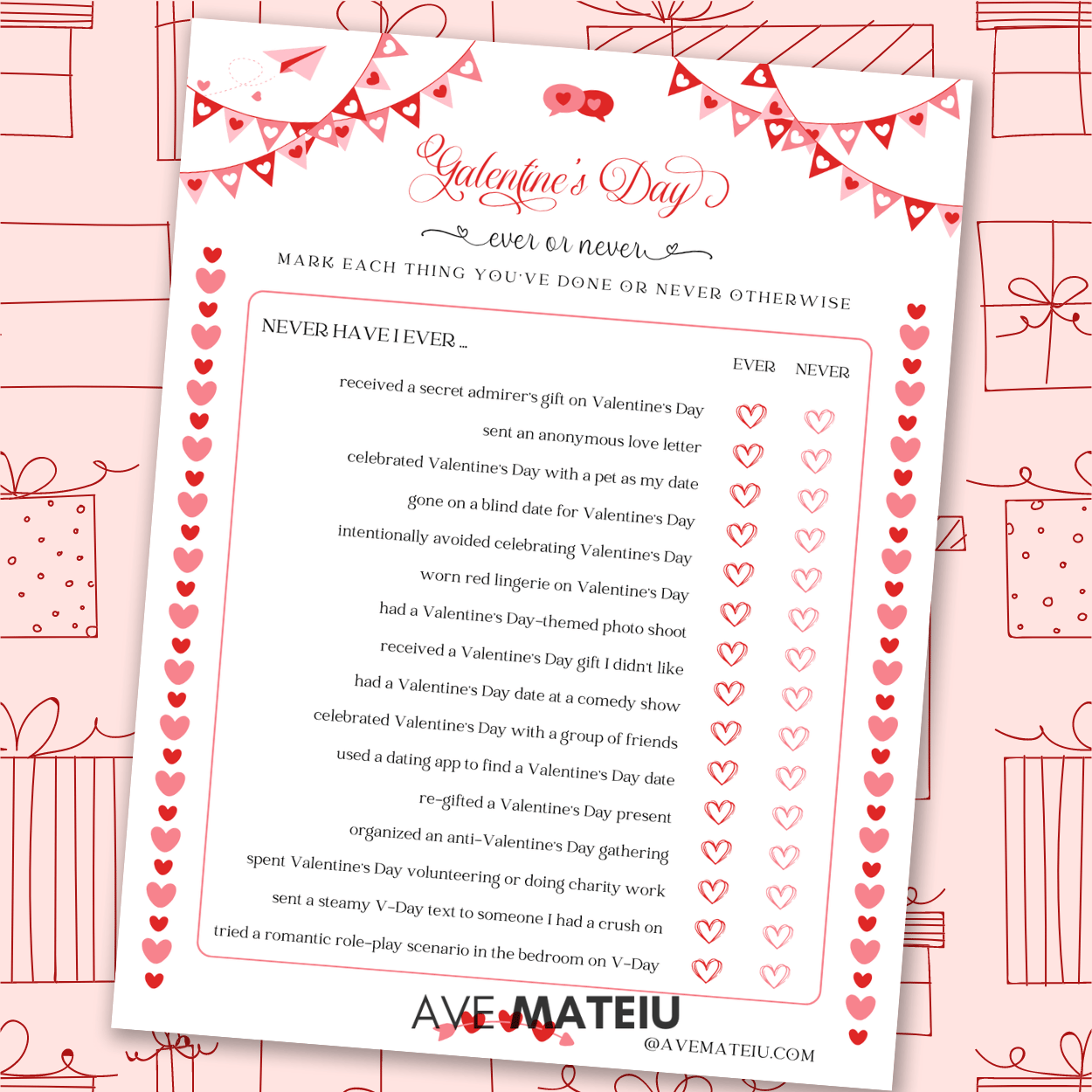 Image featuring one example of printable: Free Galentine's Day Ever or Never