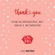 Image featuring the text "Thank you for supporting my small business" and a cut GAL PAL kiss illustration.