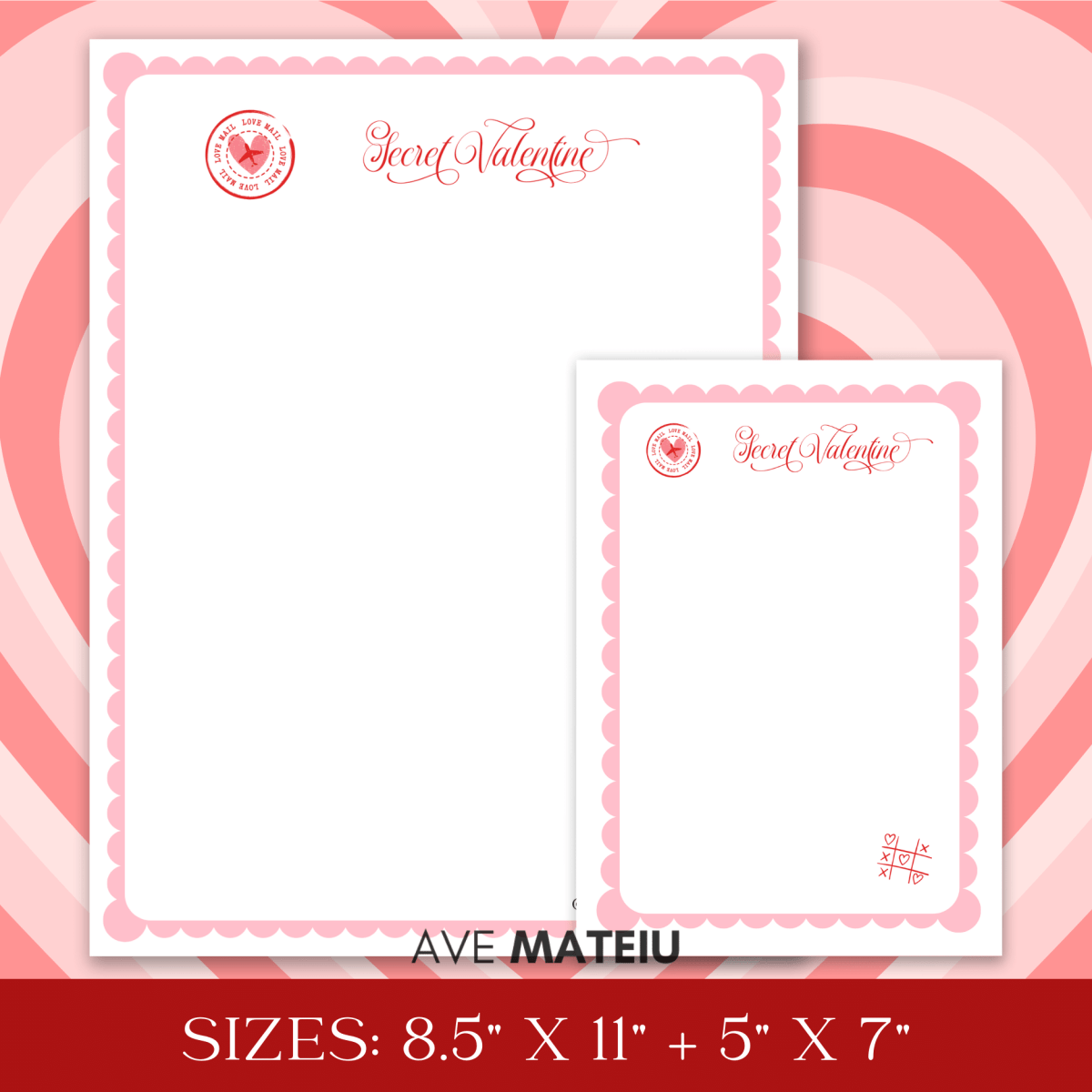 Image with example from the Printable Secret Valentine Bundle: Secret Valentine Blank Sketches Page