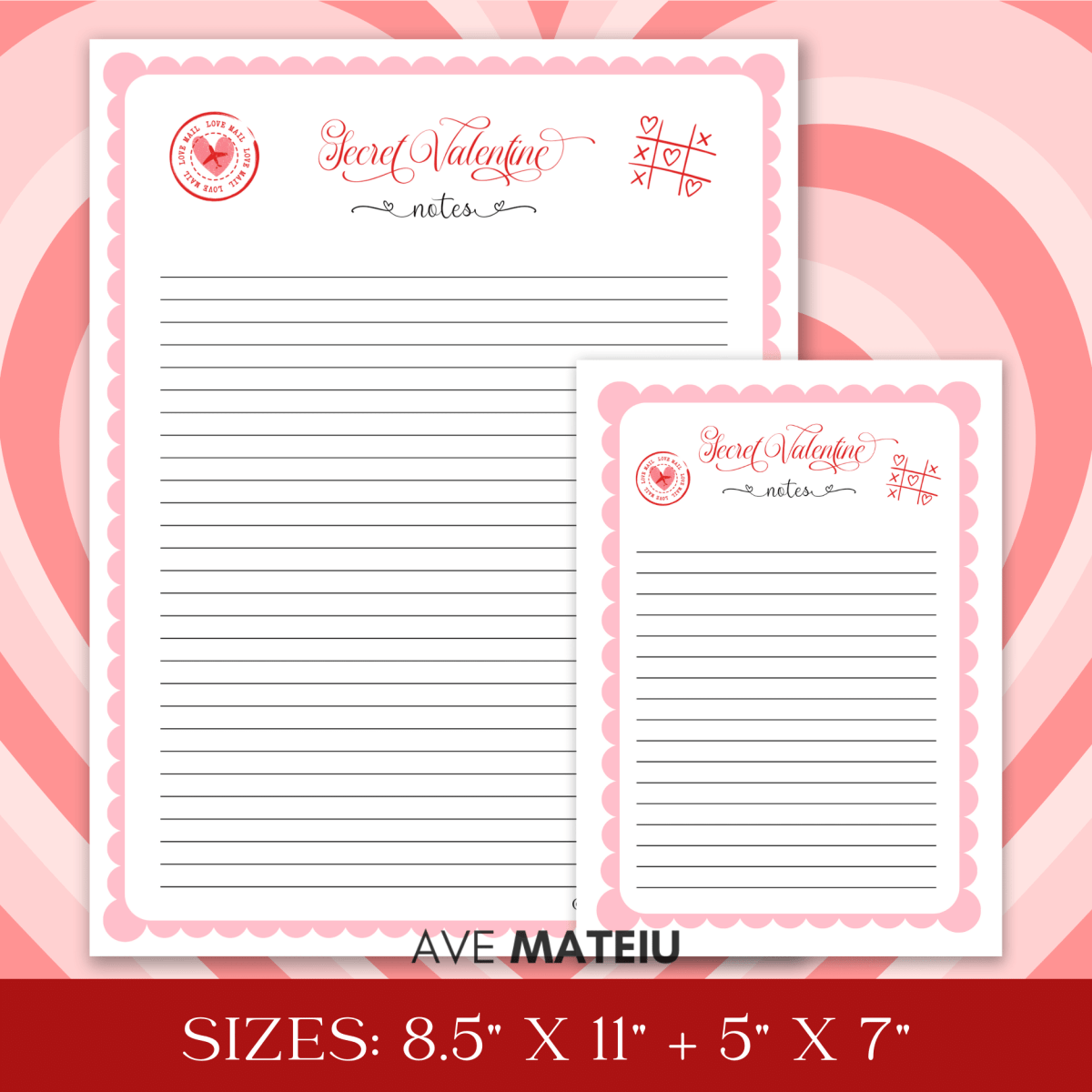 Image with example from the Printable Secret Valentine Bundle: Secret Valentine Notes