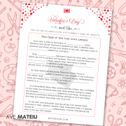 Printable Valentine's Day Games - Classroom 3 Image with example from the Printable Valentine's Day Classroom Games and Activities bundle: printable Valentine's day mad libs.