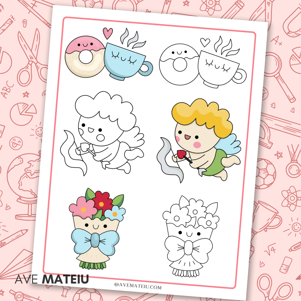 Image with example from the Printable Valentine's Day Classroom Games and Activities bundle: printable Valentine's day coloring page.