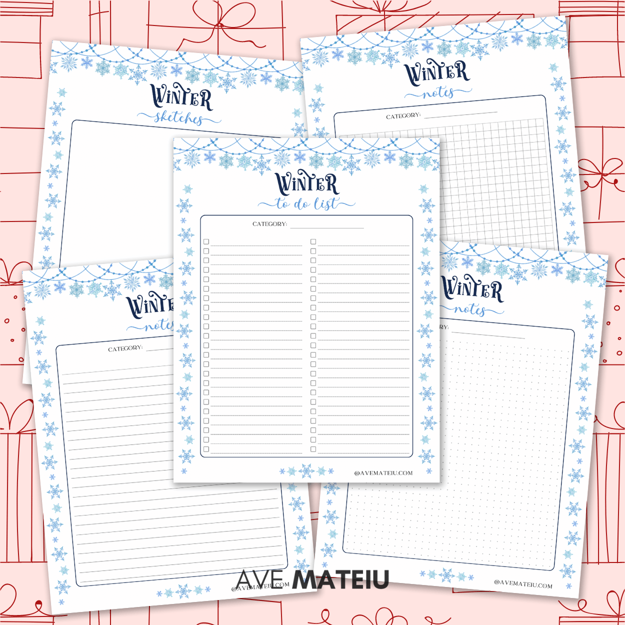 Image featuring one example of printable: Free Winter Stationery Set
