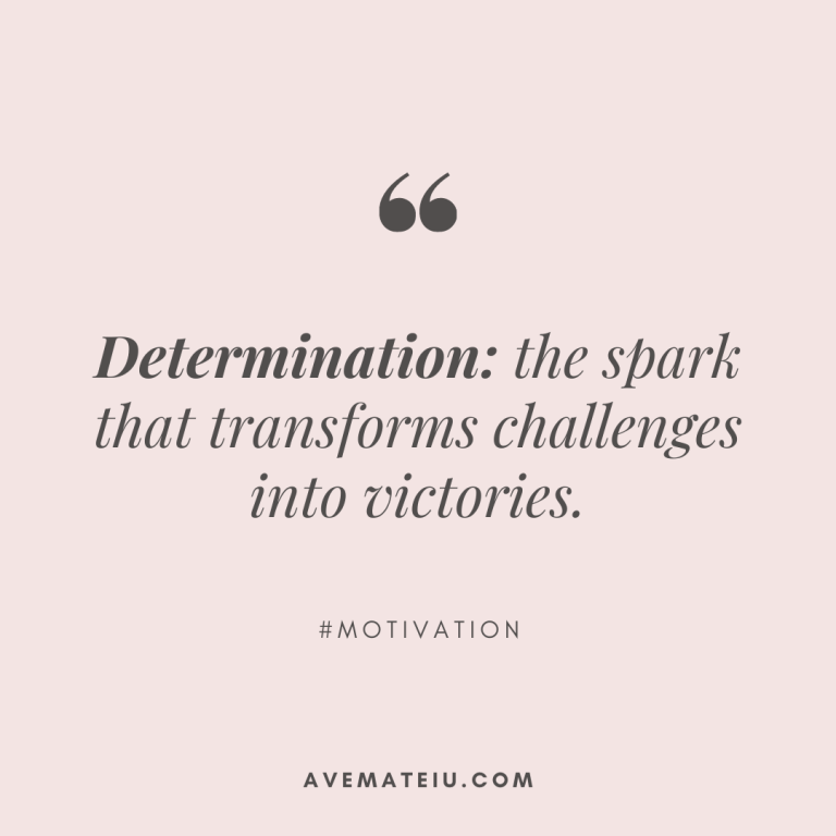 Image featuring the motivational quote "Determination: the spark that transforms challenges into victories. #Motivation"
