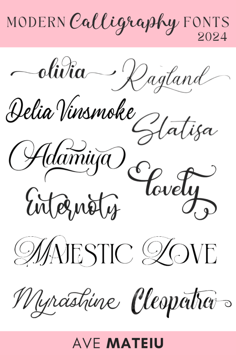 Image featuring the Best 10 Cheap and Free Modern Calligraphy Fonts 2024