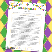 Image with example from the Printable Mardi Gras Party Games and Activities bundle: printable Mardi Gras mad libs game.