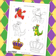 Image with example from the Printable Mardi Gras Party Games and Activities bundle: printable Mardi Gras coloring page for kids.