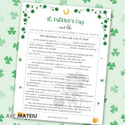 Image with an example of a printable game: St. Patrick's Day mad libs.