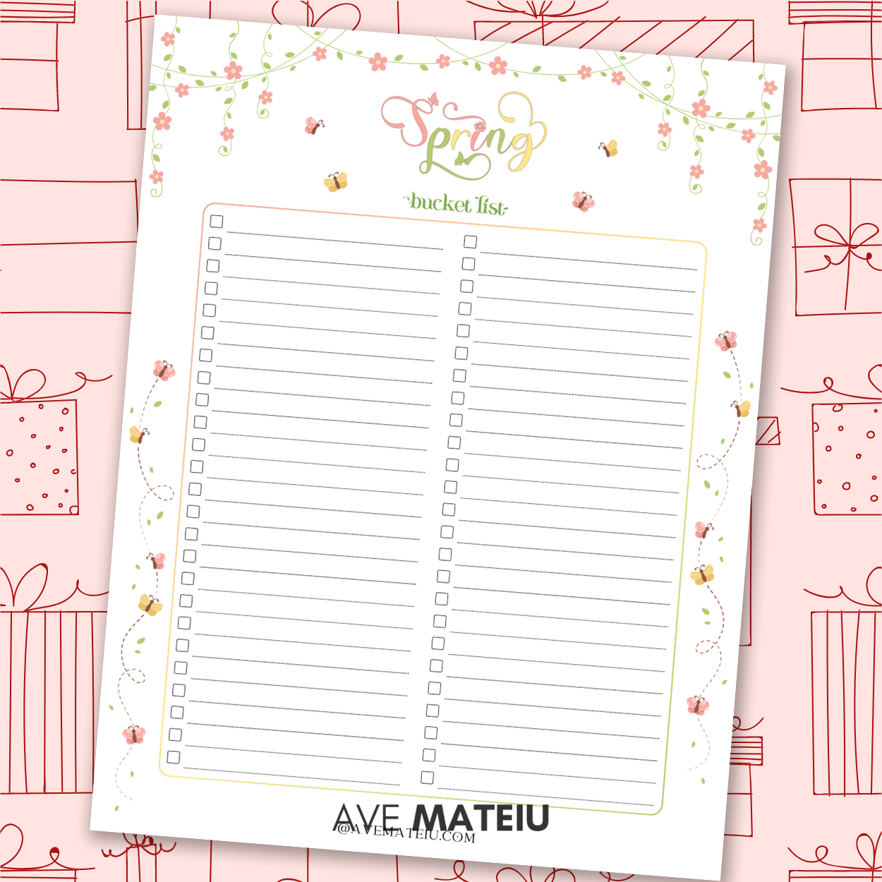 Image featuring one example of printable: Free Spring Bucket List