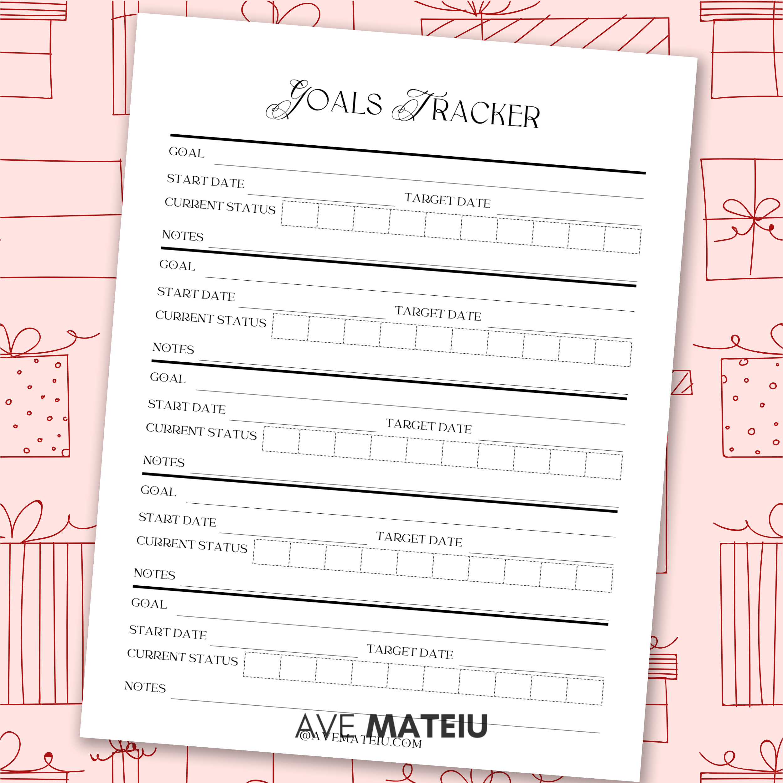 Image featuring one example of printable: Free Goals Tracker