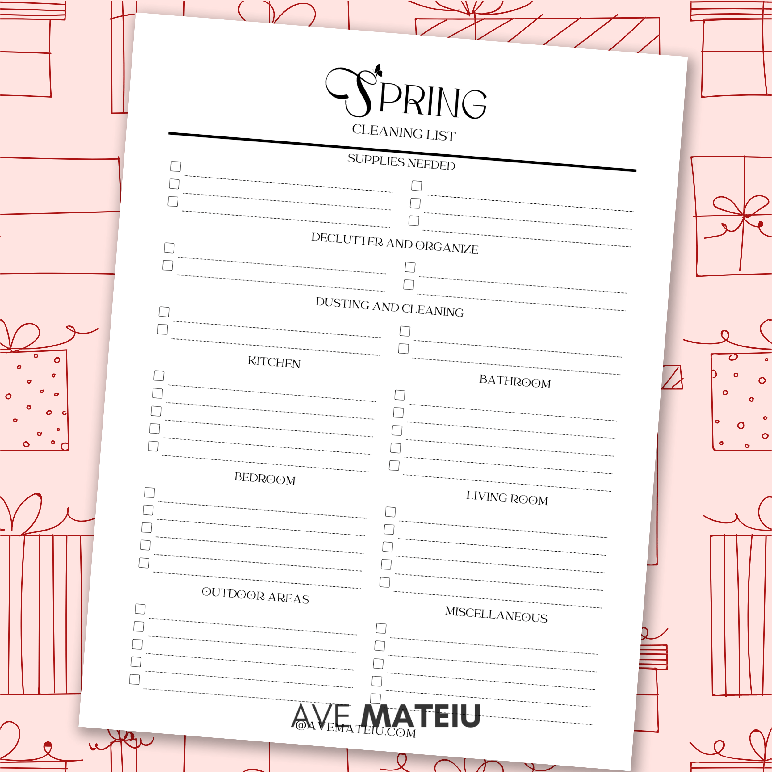 Image featuring one example of printable: Free Spring Cleaning Checklist