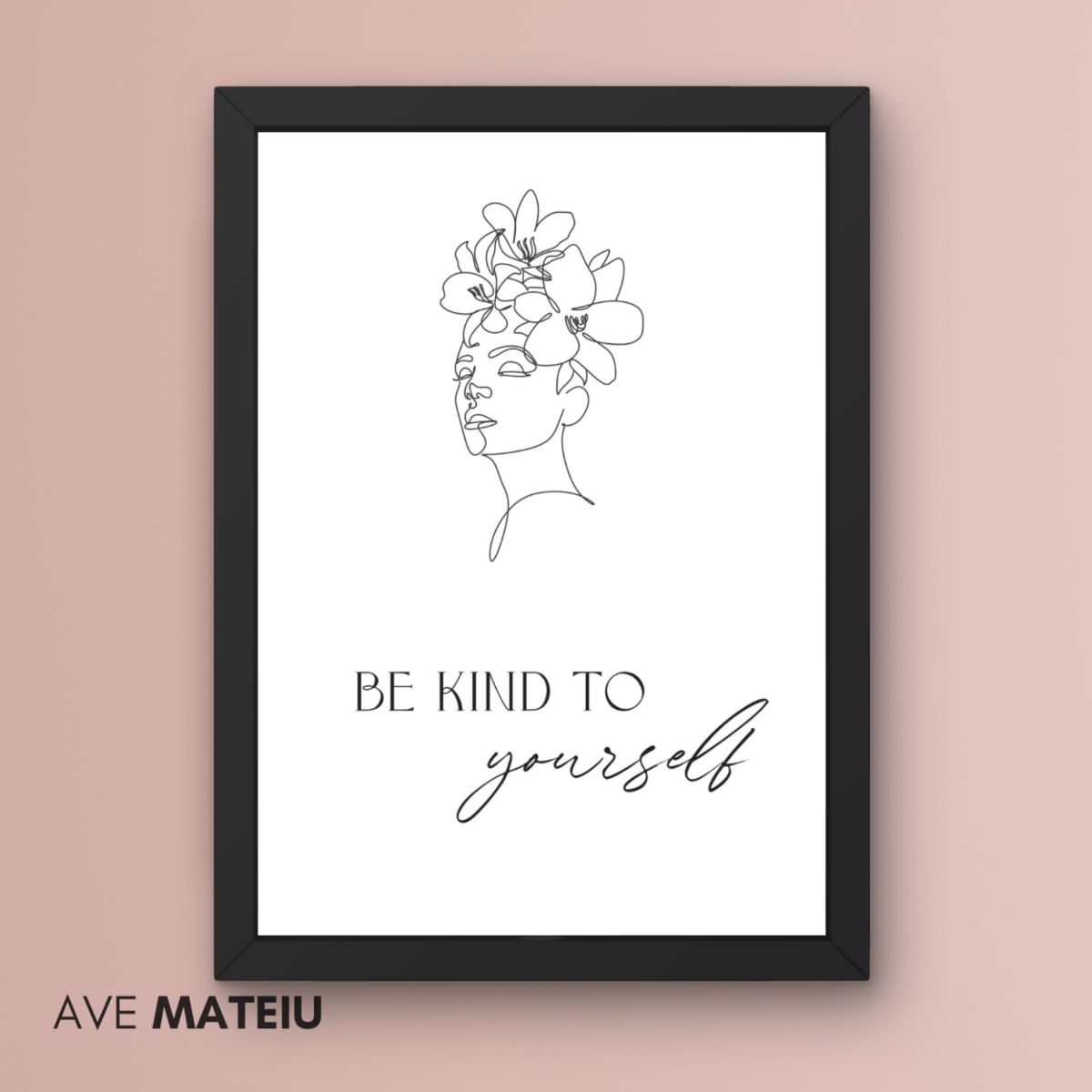 Image featuring the canva frame with the text: Be Kind to Yourself Wall Art Printable Quote