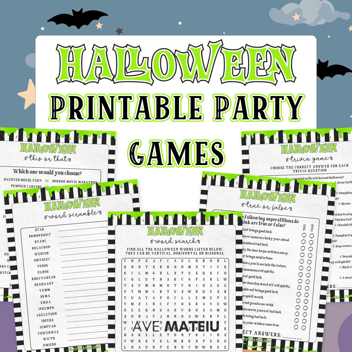 Halloween Printable Party Games | 13 Fun Instant Games