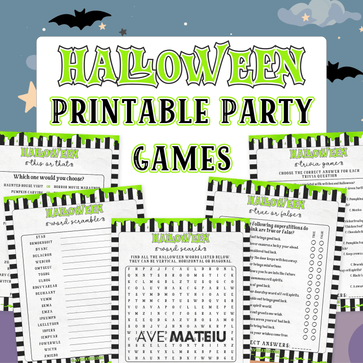 Halloween Printable Party Games | 13 Fun Instant Games