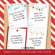 Printable Secret Santa cards with messages – prewritten Christmas greetings.