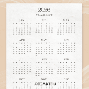 Minimalist 2026 calendar printable with a clean yearly overview layout, ideal as a planner insert or printable calendar page.