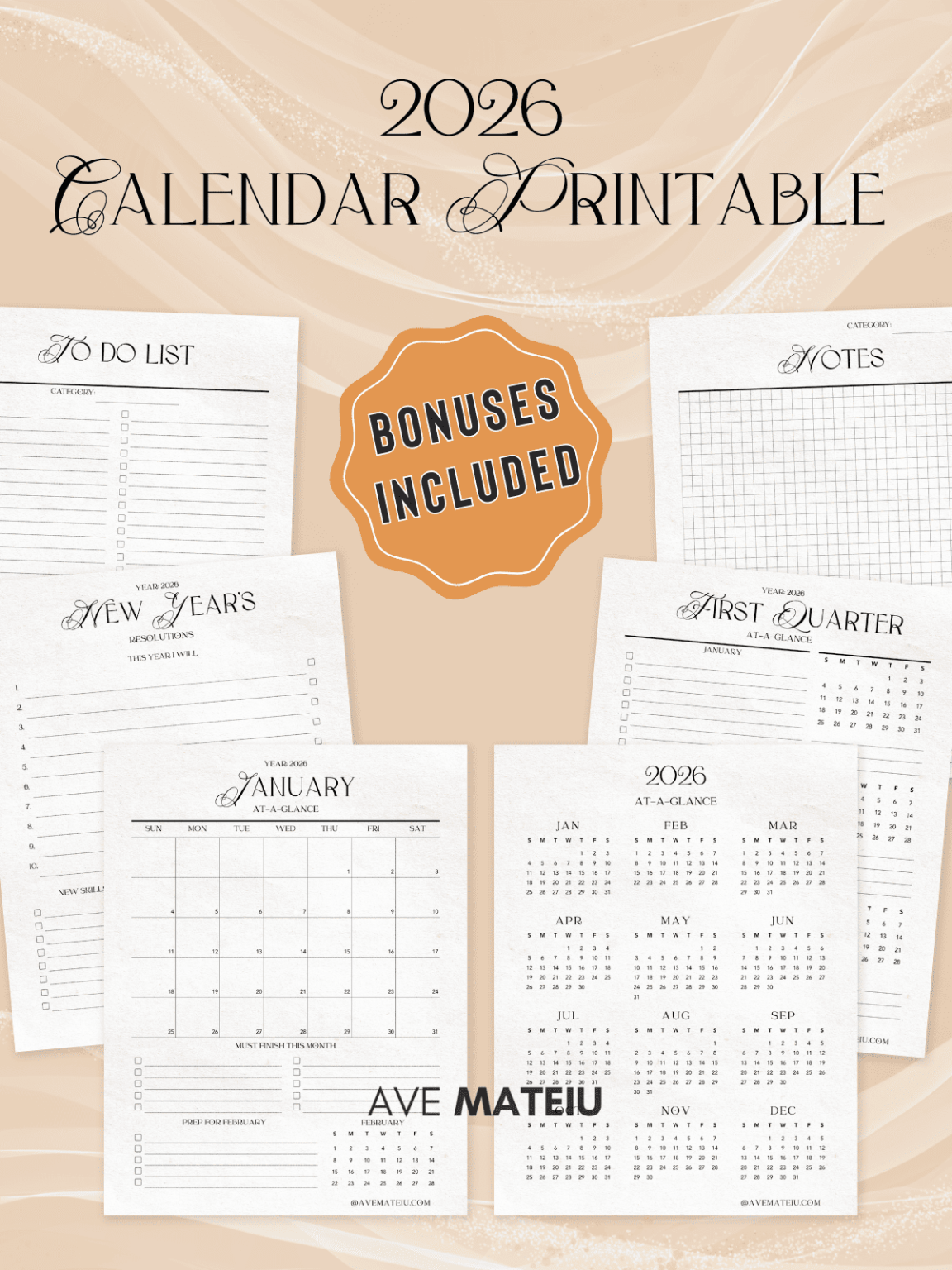 Stay organized and inspired with this 2026 Calendar Printable Bundle + Stationery Set. Includes yearly calendars, monthly planners, quarterly layouts, notes pages, to-do lists, New Year’s Resolutions, and more. Perfect for anyone who loves printable planners, stationery sets, and minimalist dated planners. Instant download — plan 2026 with clarity and style. #2026calendar #printableplanner #stationeryset #plannerbundle #2026planner #monthlyplanner #quarterlyplanner #minimalistplanner #usletterplanner #plannerinsert