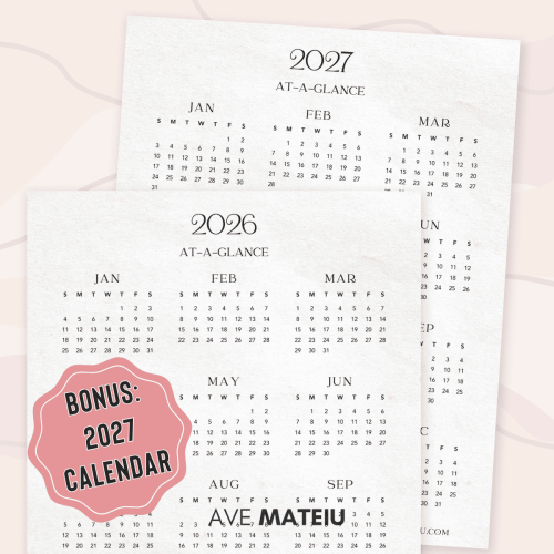 2026 yearly calendar printable with free 2027 year-at-a-glance planner, dated annual calendar for organization, productivity, and long-term planning.