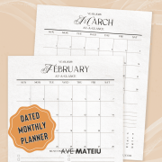 Printable February and March 2026 monthly calendar planners with simple, modern layouts ideal for planner inserts and organization.