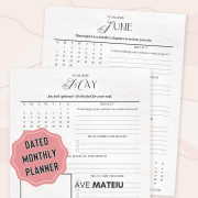 2026 May and June monthly calendar pages with motivational quotes, printable inspirational planner with notes, reflection, and self-care sections for each month.